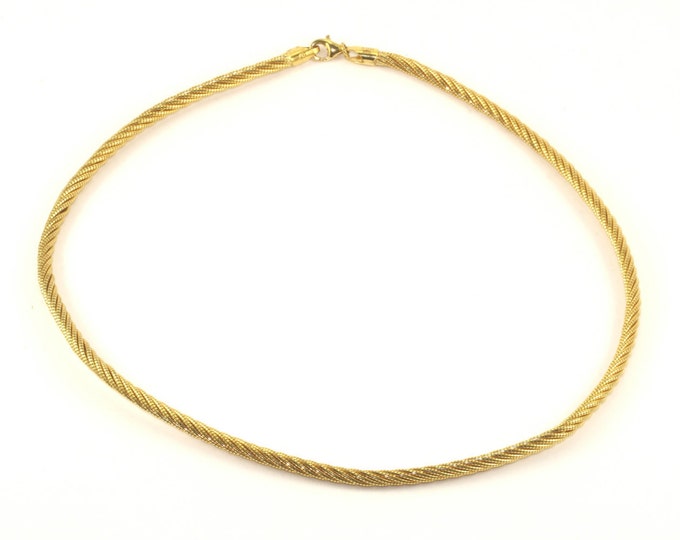 Vintage 18 Inch Twisted Rope Gold Plated Chain Necklace 925 Sterling Silver NC 597