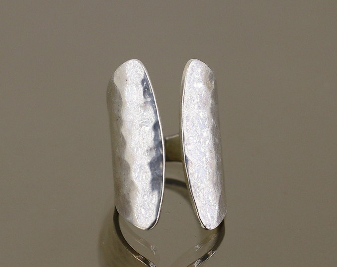 Vintage Size 6 Dominique Dinouart DDD Mexico Design Hammered Cuff Ring 925 Sterling Silver RG 143