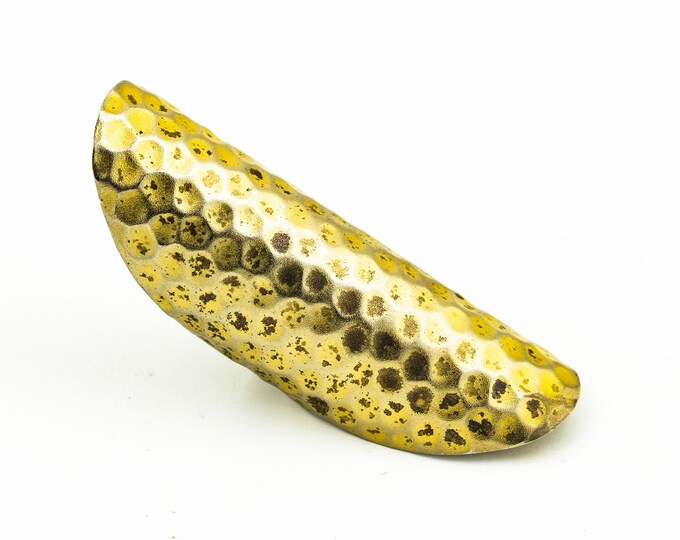 Size 6.5 14k Gold Plated Hammered Design Soixante Neuf Vintage Massive Beautiful Ring for Women 925 Sterling Silver RG 2513Q