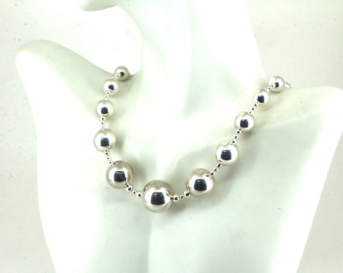 Vintage 18 Inch Beads Beaded Chain Necklace 925 Sterling Silver Nc 1314