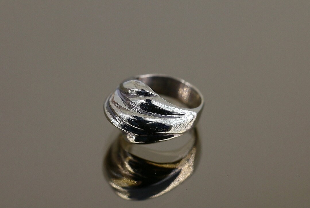 Vintage Size 6.75 Shiny SU Scroll Simple Plain Design Ring 925 Sterling ...
