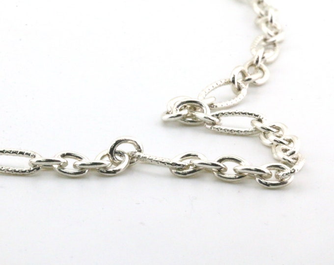 Vintage 24 Inch Rolo Figaro Design Chain Necklace 925 Sterling NC 60