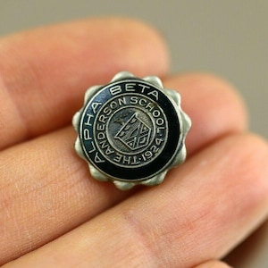 Vintage 1924 Alpha Beta  Anderson School Brooch Sterling Silver 925 Bb 1898 E