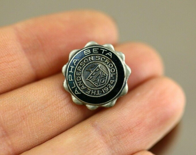 Vintage 1924 Alpha Beta  Anderson School Brooch Sterling Silver 925 Bb 1898 E