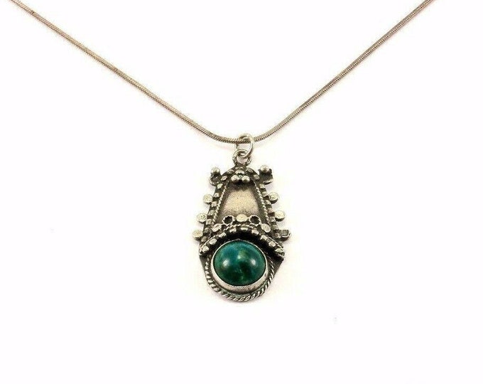 Vintage Turquoise Floral Design Necklace 925 Sterling Nc 1138(273796571196)