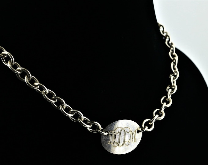 Vintage Ddm Initial Letters Design Chain Necklace 925 Sterling Silver Nc 1506