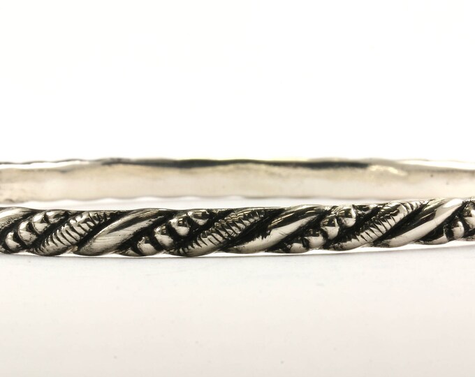Vintage Ladies Twisted Style Bangle Bracelet 925 Sterling Silver BR 1140-E