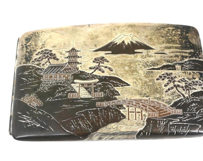 Vintage Rare Japanese Shibayama Style Cigarette Case 950 Sterling OT 466