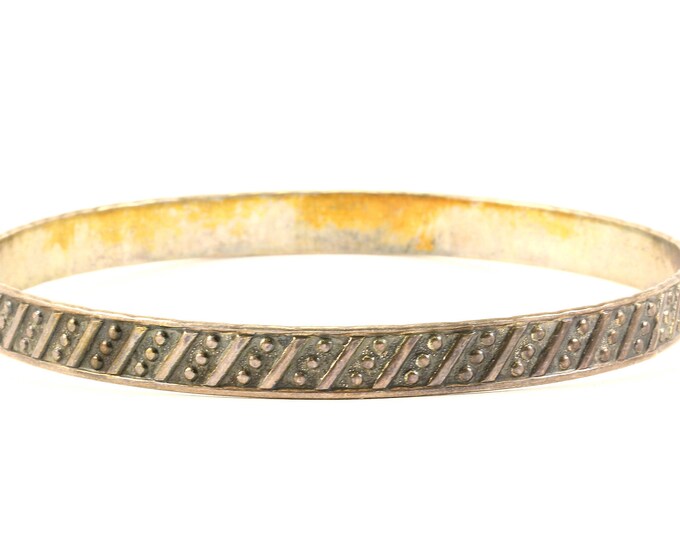 Vintage Beaded Bangle Bracelet 925 Sterling Silver BR 2194