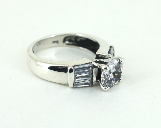 Size 7 Round Solitaire CZ Crystals Design Engagement Ring  925 Sterling Silver RG 1703