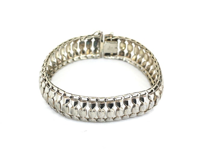 Vintage Unisex Italy Milor Shiny Links Design Bracelet 925 Sterling Silver BR 368