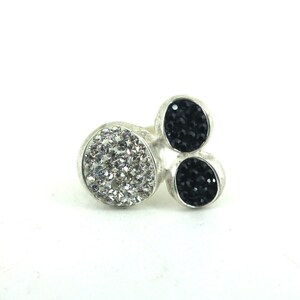Vintage Size 7.5 Black White CZ  Ring 925 Sterling Silver RG 4287