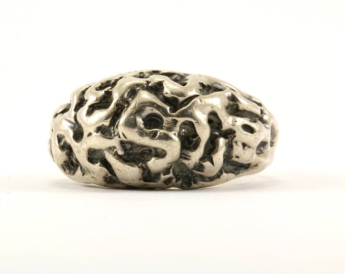 Vintage Size 11 Men's Textured Design Ring 925 Sterling Silver RG 2044-E