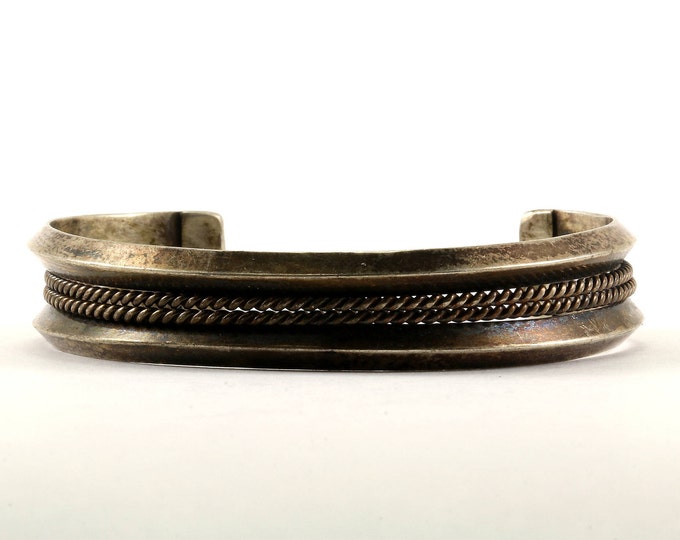 Vintage Twist Design Cuff Bracelet Sterling Silver BR 2394