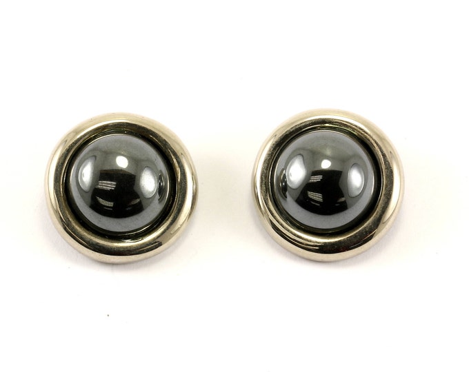Vintage Schorl Round Design Earrings 925 Sterling Silver ER 162
