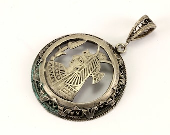 Vintage Egyptian Goddess Isis Pendant 925 Sterling Silver PD 1430