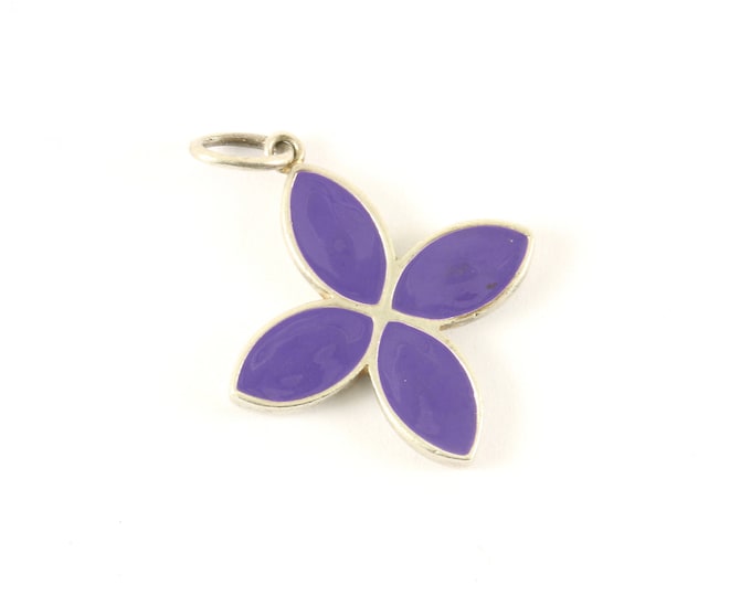 Authentic Pandora Purple Enamel Flower #390120 Pendant 925 Silver PD 772-E