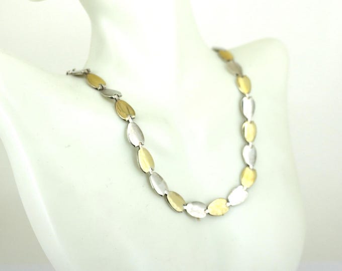 Vintage Italian Two Tone  Links Necklace 925 Sterling Silver NC 637