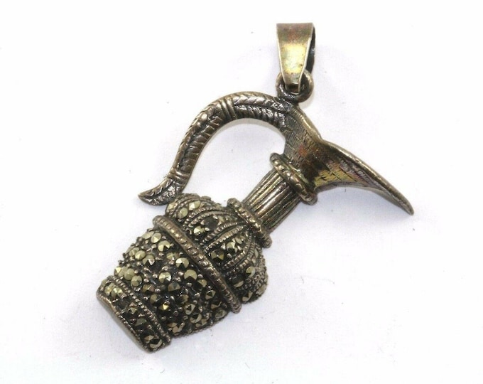 Vintage Marcasite Asian Jar Jug Pitcher Vessel Pendant 925 Sterling Pd 1169(273818581749)