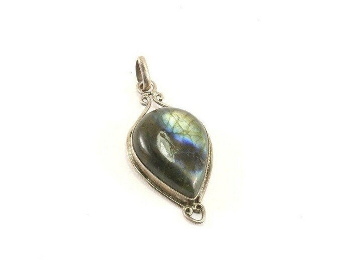 Vintage Labradorite Stone Drop Shape Design Pendant 925 Sterling Pd 1870(273772197832)