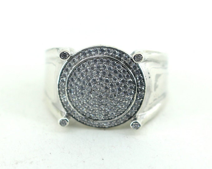 Vintage Size 10 CZ Dome Ring 925 Sterling Silver Rg 956