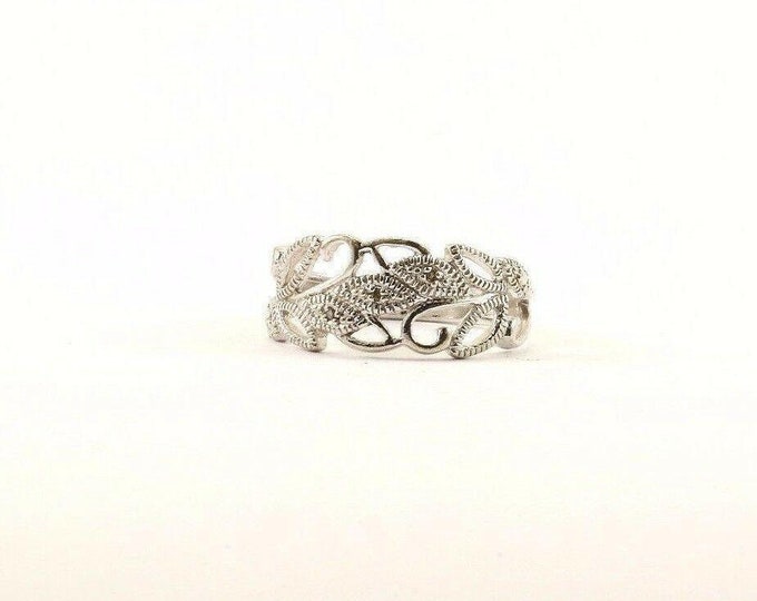 Vintage Size 8 Floral Design Cocktail Ring 925 Sterling Rg 3119(123757198328)