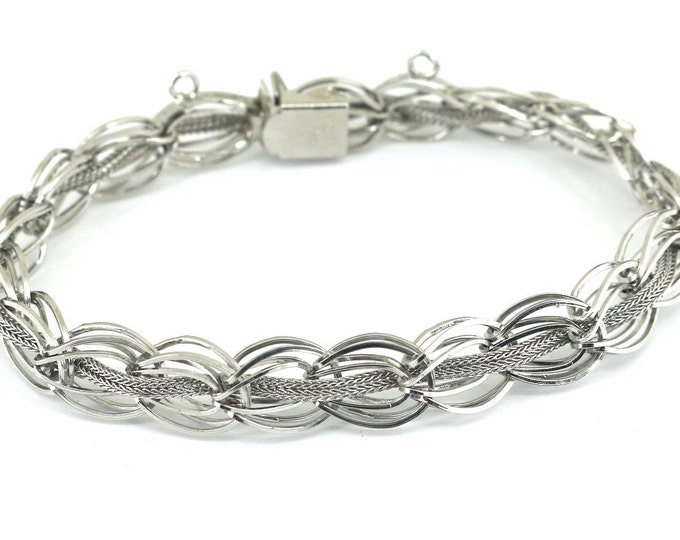 Vintage TC Woven Chain Charm Design Bracelet 925 Sterling Silver BR 2859