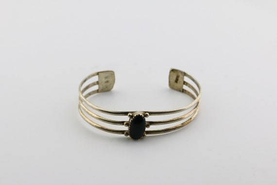 Face Of Onyx Vintage Southwest Sterling Silver Bracelet Cuff Face Of Onyx Vintage Southwest Sterling Silver Bracelet Cuff