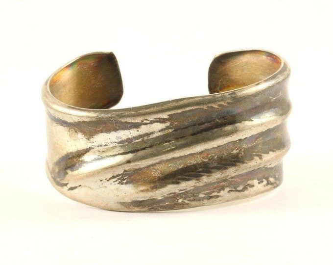 Vintage Silver Wide Wave Style Design Cuff Bracelet 925 Sterling Silver Br 3372(123720989900)