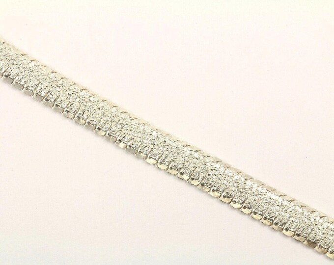 Vintage Italy Herringbone Design Chain Bracelet Sterling Br 1623(123759780704)