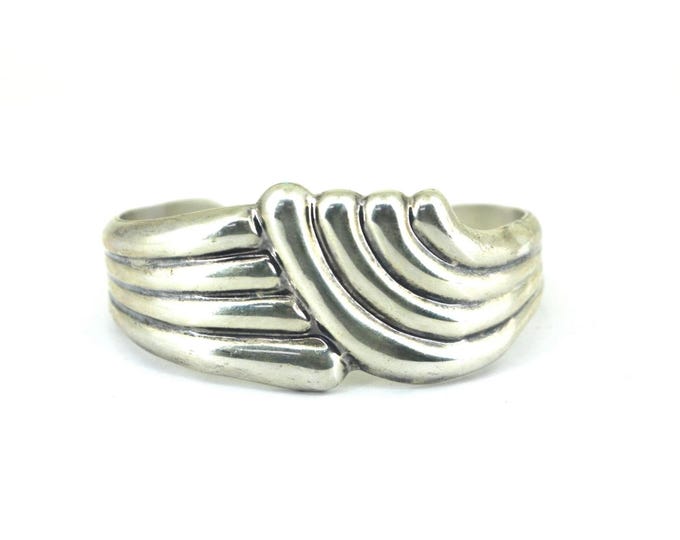Vintage Mexico Abstract Wave Cuff Bracelet 925 Sterling Silver BR 221