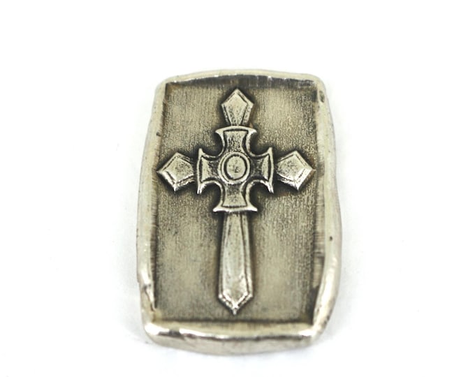 1 Ozt MK BarZ Knights Templar Cross 3D .999 FS Silver Bar OT 084