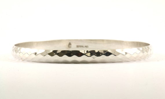 Vintage Rhombus Design Bangle Bracelet  925 Sterl… - image 1