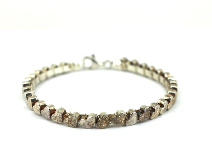 Vintage Hearts Links Tennis Bracelet 925 Sterling BR 250