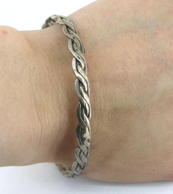 アクセサリー Vintage Silver Twist Bar Bangle 925 VINTAGE STERLING SILVER 8 IN UNIQUE TWIST ROPE TWIST BANGLE