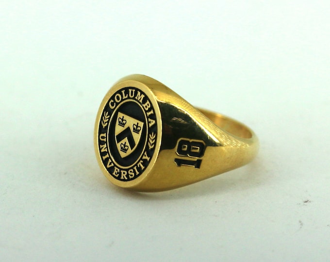 Columbia University School College Ring Gold Plated 925 Sterling Silver Size 9.5 RG 1837