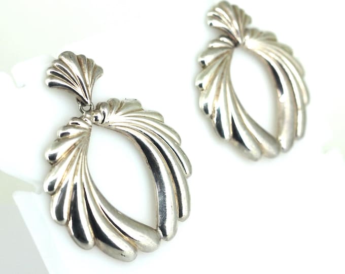 Vintage Massive Adorable  Angel Wings Drop Dangle Earrings Sterling Silver ER 330