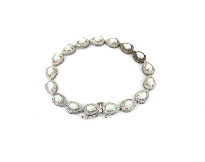 Vintage Shiny Write Opal Tennis Bracelet BR 3756
