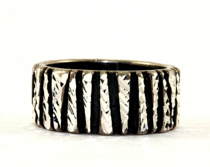 Vintage Size 10.5-11 Mens Diamond Cut Design Band Ring  Sterling Silver Rg 521