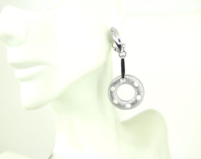 Vintage Refulgent Circle Drop  French Closure Earrings 925 Sterling Silver ER 1590