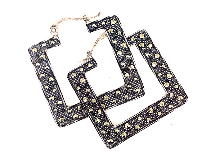 Vintage Earrings | Marcasite Stones Design Earrings | KThai Design Earrings | Sterling 925 Silver Earrings | ER 1372V