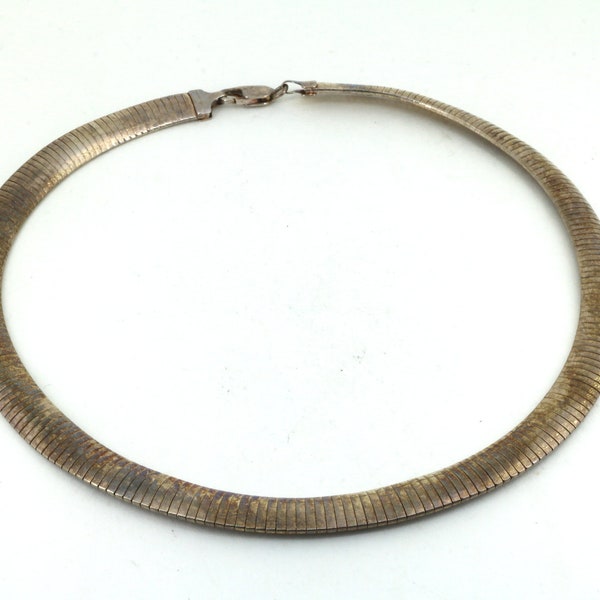 Vintage 18 Inch Italy Milor Lines Design Rounded Snake  Necklace 925 Sterling Nc 1694