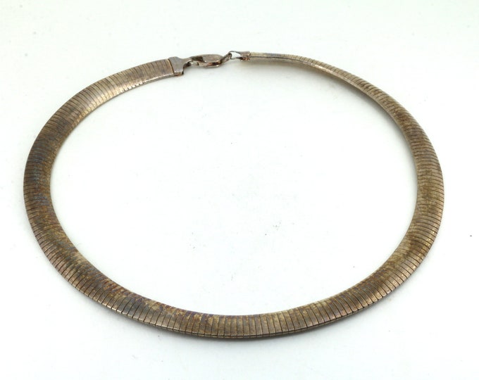 Vintage 18 Inch Italy Milor Lines Design Rounded Snake  Necklace 925 Sterling Nc 1694