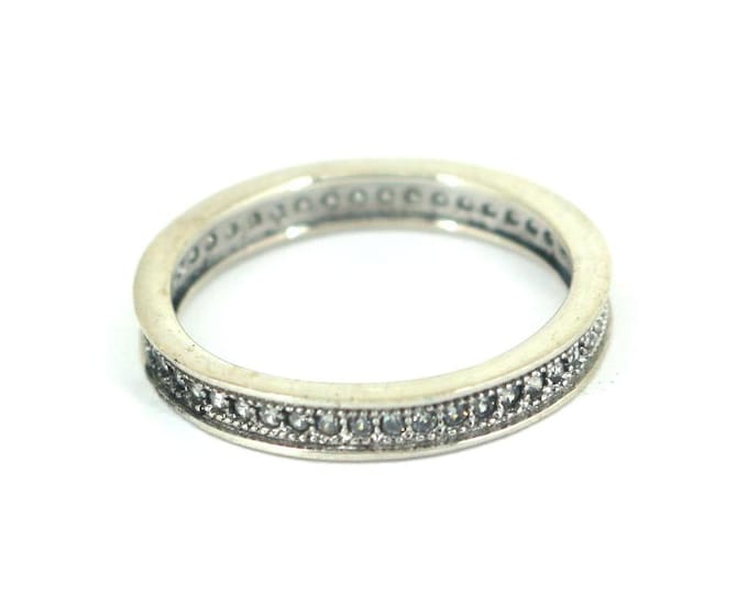Vintage Elegant Size 6 Round White CZ Crystals Design Open Cut Engagement Ring 925 Sterling Silver RG 2097