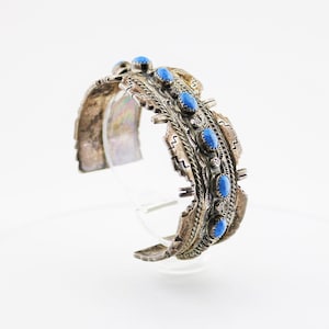 Vintage Navajo Turquoise  Bracelet | Navajo Bracelet signed RB  Sterling 925 Silver   BR 3517