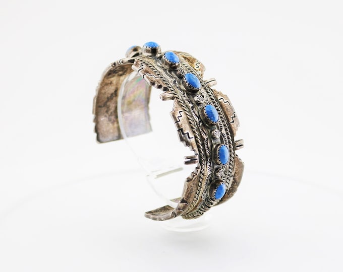 Vintage Navajo Turquoise  Bracelet | Navajo Bracelet signed RB  Sterling 925 Silver   BR 3517