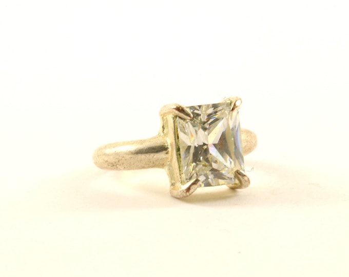Vintage Rectangle Crystal CZ Design Ring 925 Sterling Silver RG 4276