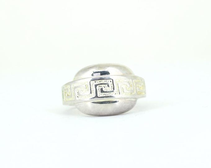 Vintage Greek Style Statement Ring  925 Sterling Silver Size 7 RG 4775