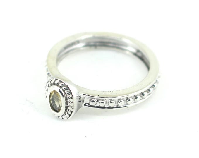 Vintage Sparkling Oval Lemon Yellow Crystal CZ Design Statement Ring 925 Sterling Silver RG 4553