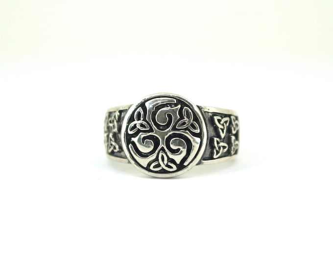 Vintage Celtic Knot Braided Round Tree Of Life Design Ring 925 Sterling Silver Size 10 Rg 4235
